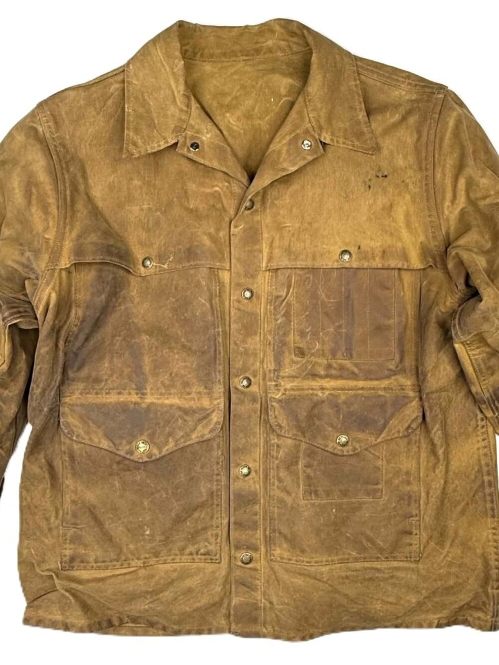 Filson Tin Cloth Cruiser Jacket Waxed Canvas Size 46 XL Patina USA Made Vintage